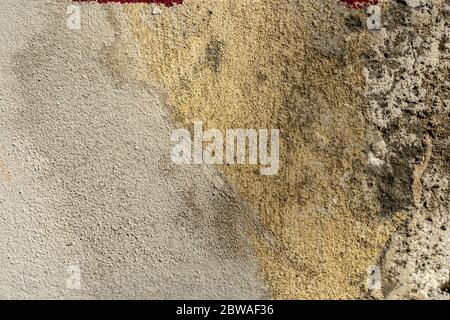 Schimmel an einer Stuckwand. Feuchtigkeitsstruktur. Stockfoto