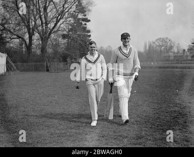 Oxford University Cricket Club Praxis Hodgkinson und B G E Vanderbilt . 30. April 1923 Stockfoto