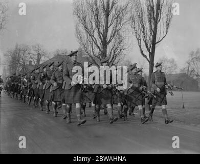 Die Band der Cameron Highlanders auf dem marsch nach Aldershot , vor ihrer Abreise zur Ausstellung des British Empire Buenos Aires 12. Januar 1931 Stockfoto