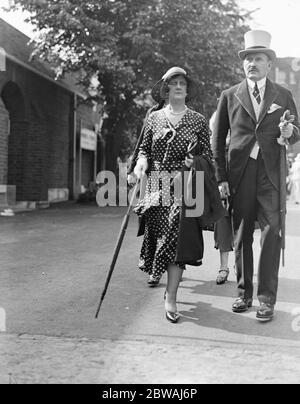 Eton gegen Harrow bei Lords . Prinz und Prinzessin Arthur von Connaught . 10 Juli 1931 Stockfoto