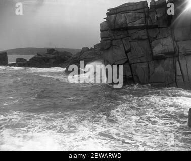 Felsen am Peninnis Point, St Mary 's, Isles of Scilly. Stockfoto