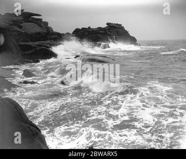 Felsen am Peninnis Point, St Mary 's, Isles of Scilly. Stockfoto