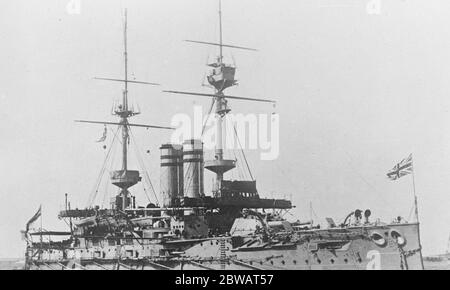 HMS Vengeance war ein vor Dreadnought-Schlachtschiff der Royal Navy der Canopus-Klasse 1914 Stockfoto