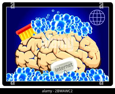 Menschen werden möglicherweise manipuliert und kontrolliert, wenn sie im weltweiten Web surfen. Stockfoto