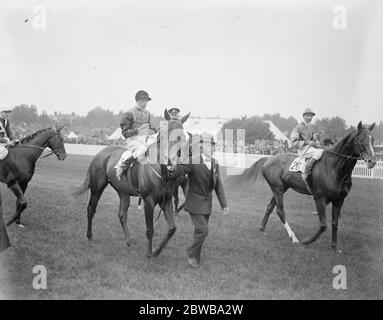 Das Königspferd gewinnt den Royal Hunt Cup in Ascot. Führend in der König ' s Pferd, ' Weathervane ' ( Ingham up ) nach H M ' s Sieg in der Royal Hunt Cup . 20 Juni 1923 Stockfoto