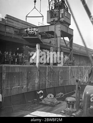 Mercedes Auto an Bord der südlichen Eisenbahn Motor-Transportschiff genommen ' Autocarrier ' 30 März 1931 Stockfoto