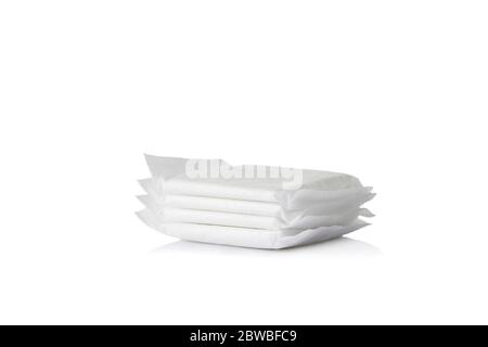 Damenbinden Damenbinden auf weißem Hintergrund isoliert. Feminine Hygieneprodukte Stockfoto