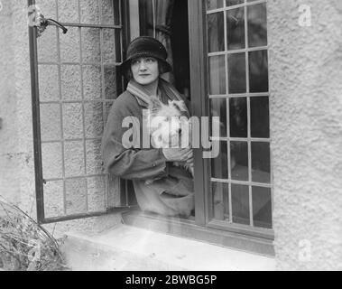 Frau Ian Bullough (Miss Lily Elsie) in ihrem neuen Zuhause, Drury Lane Farm, Gloucestershire. Am Fenster der Drury Lane Farm 5 Januar 1921 Stockfoto