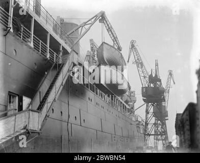 Für die Commonwealth Linie der Dampfschiffe genommen. Moreton Bay in Tilbury. Stockfoto