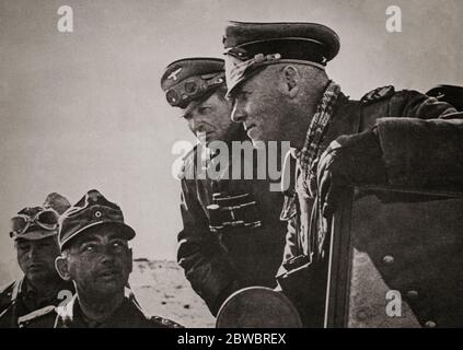 Feldmarschall Erwin Rommel (1891-1944), ein deutscher General, der im Volksmund als Wüstenfuchs bekannt ist. Er diente während des Zweiten Weltkriegs in der Wehrmacht (Streitkräfte) Nazi-Deutschland, als er seinen Ruf als einer der fähigsten Panzerkommandanten des Krieges, während der nordafrikanischen Kampagne ausgezeichnet. Stockfoto