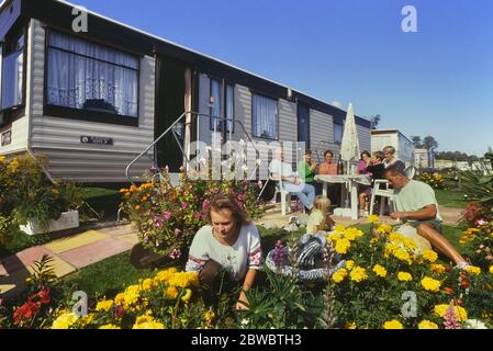 Urlaub Wohnwagen-Park. Sussex. England. Großbritannien ca. 1990 Stockfoto