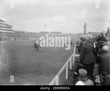 Lord Astor ' s ' Saucy Sue ' , F Bullock bis gewinnt die Eichen in Epsom das Ziel des Rennens 29 Mai 1925 Stockfoto