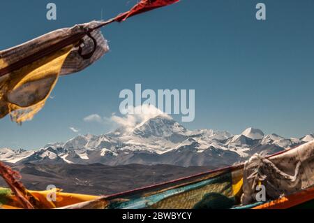 Ankunft in Qomolangma Nature Reserve, West-Tibet, China Stockfoto