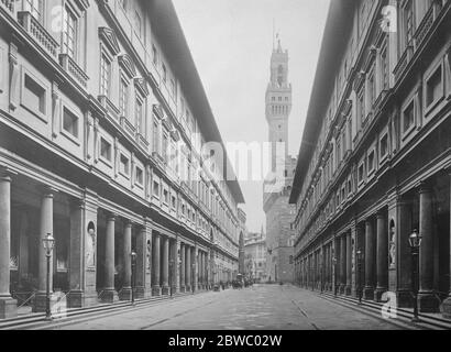 Florenz Hauptstadt der italienischen Region der Toskana die Uffizien 16 Februar 1926 Stockfoto