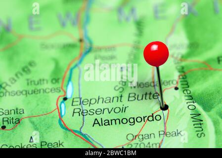 Alamogordo auf einer Karte von New Mexico, USA Stockfoto
