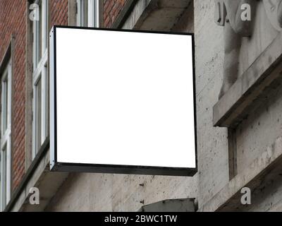 Leere quadratische Schild an der Wand Kopenhagen Stockfoto