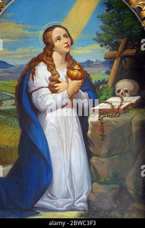 Heilige Maria Magdalena, Altarbild in der Pfarrkirche der Heiligen Maria Magdalena in Sopje, Kroatien Stockfoto