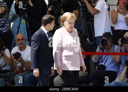 Wolodymyr Selensky, Angela Merkel-Treffen der Dt. Bundeskanzlerin mit dem ukrainischen Praesidenten, Bundeskanzleramt, 18. Juni 2019, Berlin/Volody Stockfoto