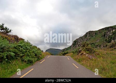 Blick entlang der Straße, Killarney National Park, Irland Stockfoto