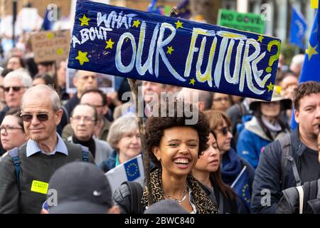 Anti-Brexit-Demonstration und märz, London, 23. März 2019 Stockfoto