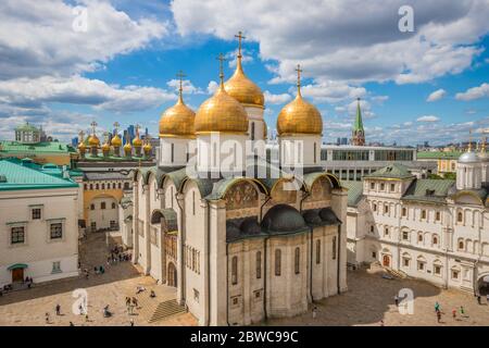 Blick auf die Kathedrale des Erzengels Michael im Kreml Russland Stockfoto