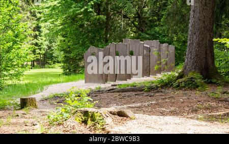 Arte Sella Holz arbeitet in der Natur in Trentino-Südtirol, Borgo Valsugana, dem Sellatal, Borgo Valsugana Norditalien, Europa. Arte Sella. Stockfoto