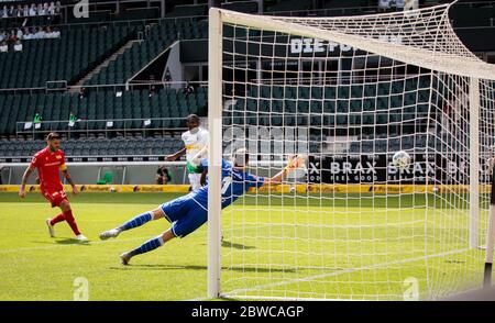 Gladbach, Deutschland. Mai 2020. Marcus Thuram erzielt das Tor für 3: 1 Sport: Fußball: 1.Bundesliga: Saison 19/20: 29. Spieltag, 31.05.2020. Borussia Mönchengladbach - Union Berlin, Nutzung weltweit Quelle: dpa/Alamy Live News Stockfoto