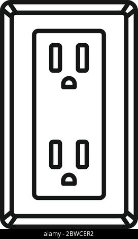 Symbol für die doppelte Steckdose Typ B. Outline Doppeltyp b Steckdose Vektor-Symbol für Web-Design isoliert auf weißem Hintergrund Stock Vektor