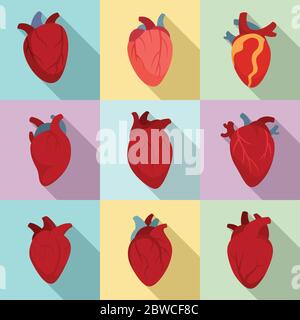 Symbole des menschlichen Herzens gesetzt. Flacher Satz von menschlichen Herz-Vektor-Symbole für Web-Design Stock Vektor