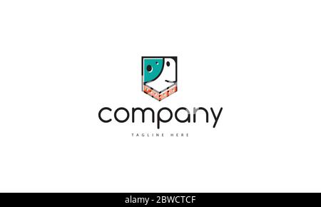 Vektor-Logo, auf dem ein abstraktes Bild eines Hundes in Form einer Tasche. Stock Vektor