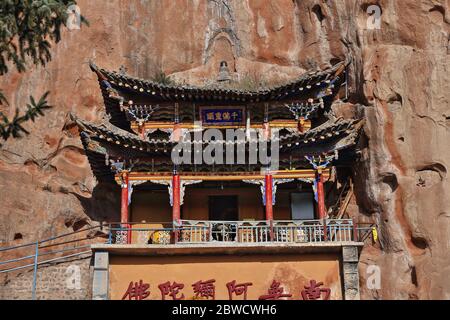 Qianfo Buddhistische Grotten Abschnitt des MatiSi-Pferd Huf Tempel. Zhangye-Gansu Provinz-China-0917 Stockfoto