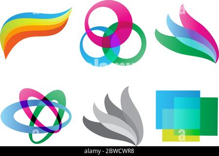 Satz von geometrisch farbigen geformten Logo Stock Vektor
