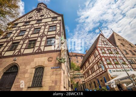 Alte traditionelle Häuser in Nürnberg Deutschland Stockfoto