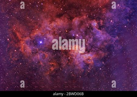 Beautiful space, red nebula. Elements of this image were furnished by NASA. Stockfoto