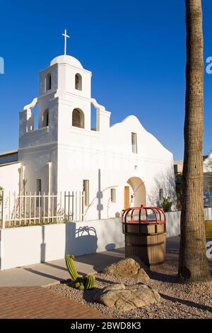 Alte Adobe Mission Kirche, Scottsdale, Phoenix, Arizona, USA Stockfoto