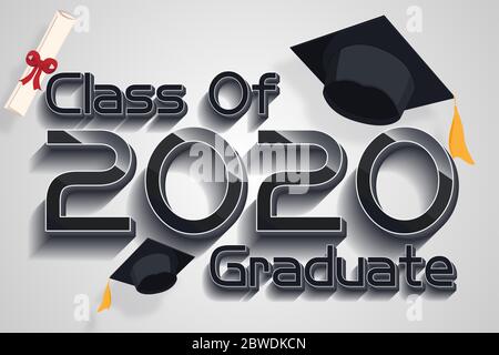 Klasse von 2020 Text Design mit Graduierung Kappe. Stockfoto