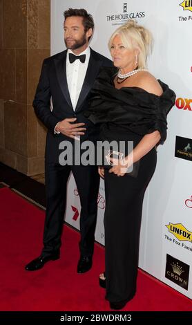 Hugh Jackman und Frau Deborra-Lee Furness auf der Fight Cancer Foundation 20. jährliche Red Ball am 20. Oktober 2012 in Melbourne, Australien. Stockfoto