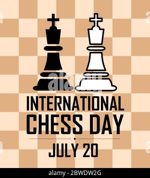 International Chess Tag Vector Illustration auf Schachbrett Hintergrund. Schach Vector Illustration. Stock Vektor