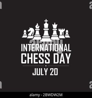 International Chess Tag Vector Illustration auf schwarzen Hintergrund. Schach Vector Illustration. Figurine einschließlich König, Königin, Bischof, der Ritter, Turm, Bauer Stock Vektor