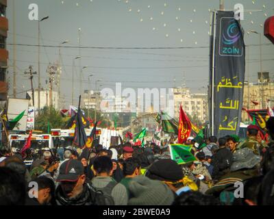 Curbela, Bagdad, Irak, 06 09 2019: Millionen schiitischer Muslime aus aller Welt versammelten sich in der irakischen heiligen Stadt Karbala, um Arbaeen zu markieren. Stockfoto