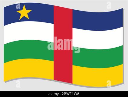 Winkende Flagge der Zentralafrikanischen Republik Vektorgrafik. Winkende Zentralafrikanische Flagge Illustration. Zentralafrikanische Republik Landesflagge wavin im w Stock Vektor