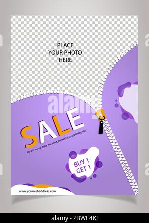 Design weiß A4 Größe Sale Banner für Social Media und Print mit Platz für Foto. A4 Verkaufsvorlagen für Publikationen und Werbung Stock Vektor