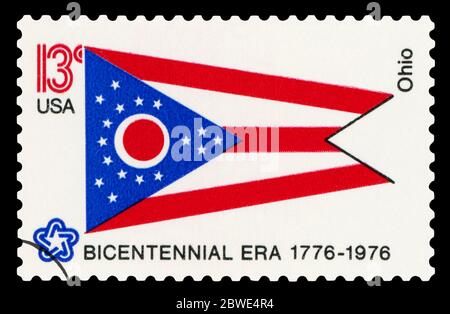 VEREINIGTE STAATEN VON AMERIKA - UM 1976: Eine Briefmarke, gedruckt in den USA, gewidmet Ohio, um 1976. Stockfoto