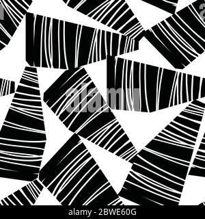 Abstrakte monochrome Collage nahtlose Vektor-Muster. Schwarz-Weiß zeitgenössische Kunst nahtlose geometrische Hintergrund. Organische, berührende Formen. Zusammenfassung Stock Vektor
