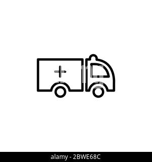 Krankenwagen Symbol Leitung im flachen Stil Vektor Symbol für Anwendungen und Websites. Schwarzes Symbol Vektor Illustration Stockfoto