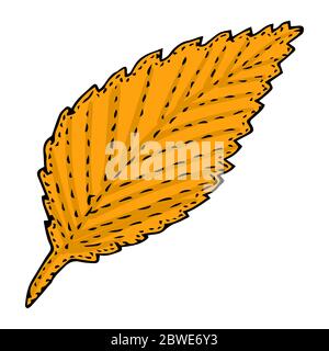 Herbstgelbes Blatt im Doodle-Stil Vektorgrafik für Design und Dekoration Stock Vektor