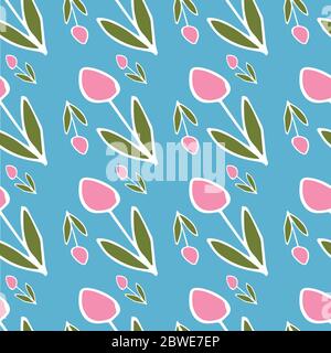 Tulpen auf einem blauen Hintergrund Muster Vektor-Illustration Stock Vektor