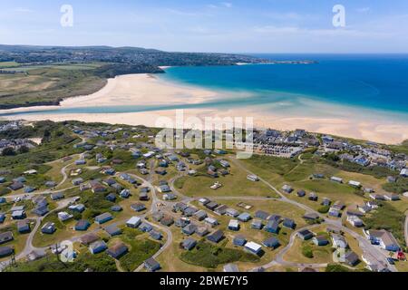 Luftaufnahme von Hayle Beach, Cornwall, England Stockfoto