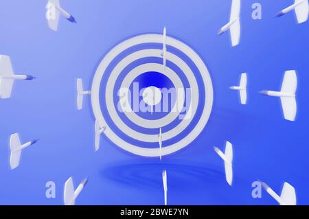 3d-Rendering-Bild , Ziel mit Darts, Business Ziel für den Erfolg Strategie-Konzept , EFFEKT-Zoom Unschärfe Stockfoto