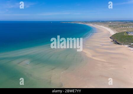 Luftaufnahme von Hayle Beach, Cornwall, England Stockfoto